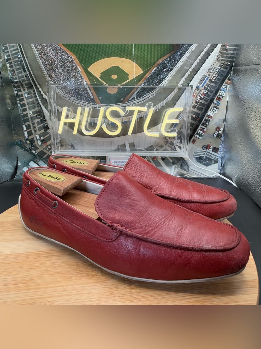 Lacoste Red leather Driving loafers Men’s Size 8